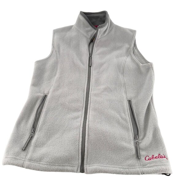 Cabelas Womens Gray Fleece Vest Small S Zip-Up Sleeveless Outdoor Layer Cabin - Picture 8 of 14
